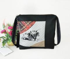 Spruce Up Style with Curious Cat Embroidery Design on Shoulder Bag