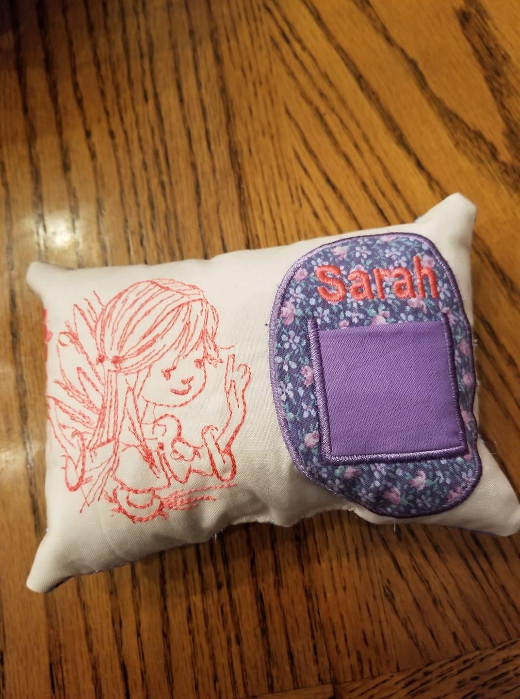 Embroidered cushion with Fairy design