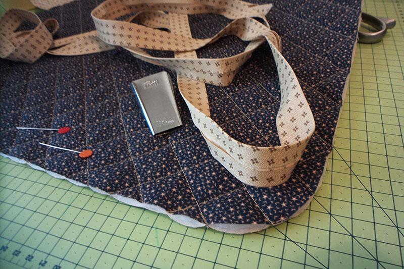 Preparing bias binding Bias binding for placemat