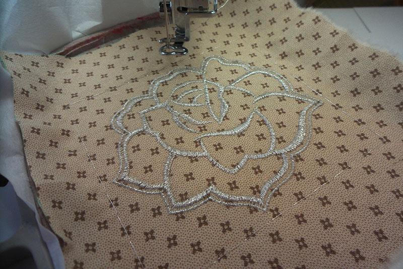 Silver rose embroidered Silver rose flower embroidery