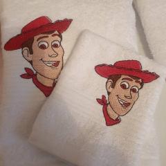 Embroidered towels with Woodie design