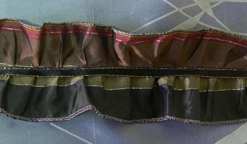 Ruffled brown and green fabric Green and brown ruffled ribbon