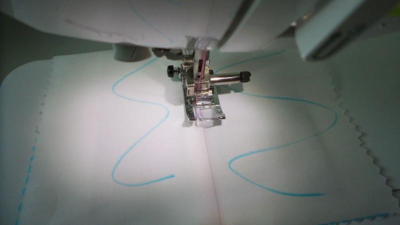 Adding your own guide line with an erasable pen Erasable pen marking on presser foot