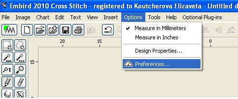 Go to Preferences Embird Options Preferences