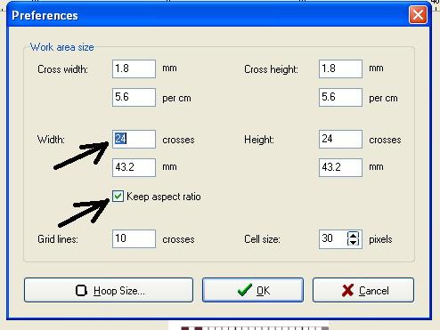 Change values in Preferences tab Embird Preferences settings