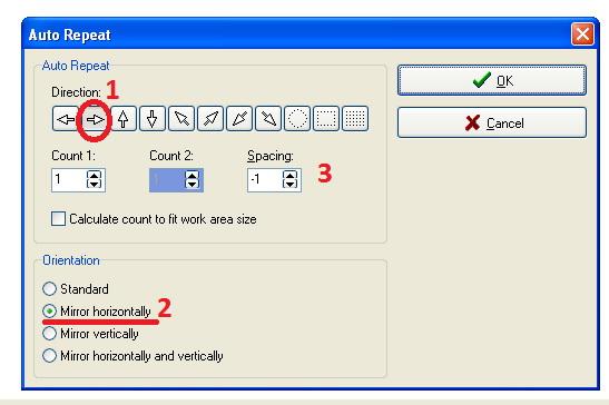 Auto Repeat horizontal Embird Auto Repeat horizontal