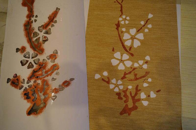 Stencil and a dry roller shade Dirty stencil and roller shade with dry paint