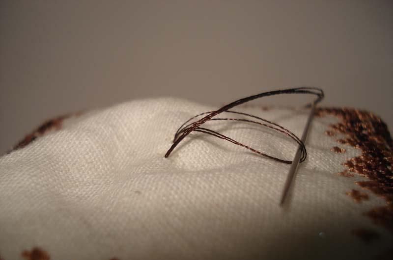 Tightening the loop Needle through the loop