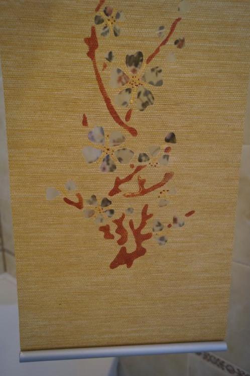 Roller shade with sakura branch