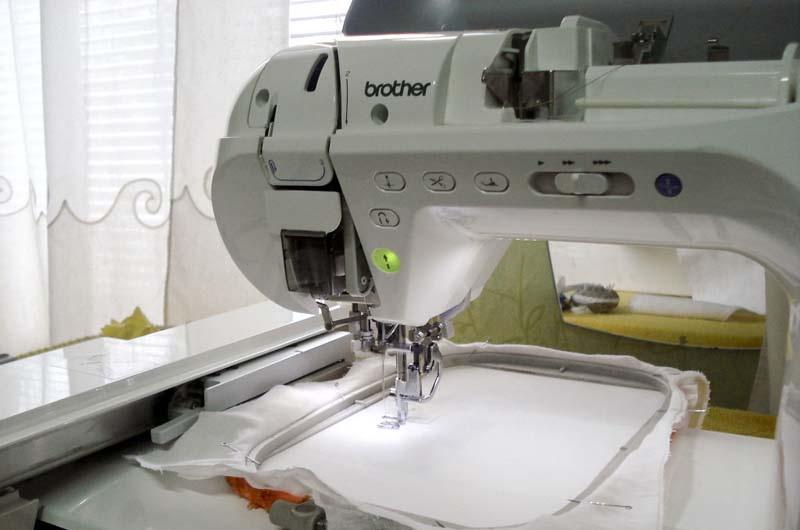Stitching fabric Fabric under presser foot