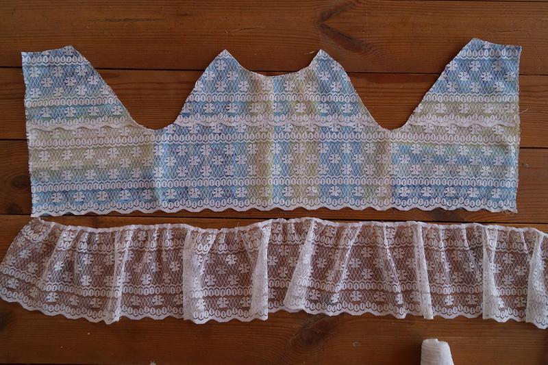 Piece of dress and lace Part of the girl's dress with lace