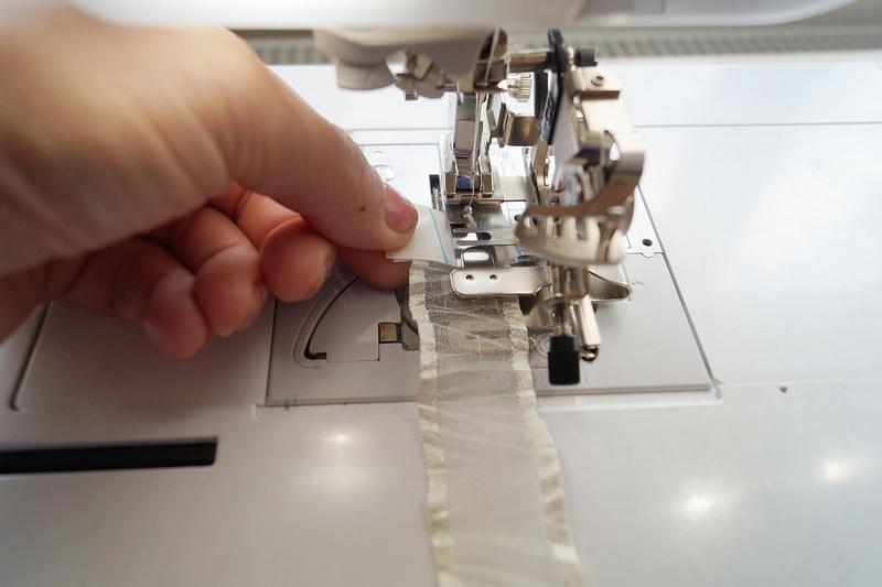 End of ribbon in Ruffler foot