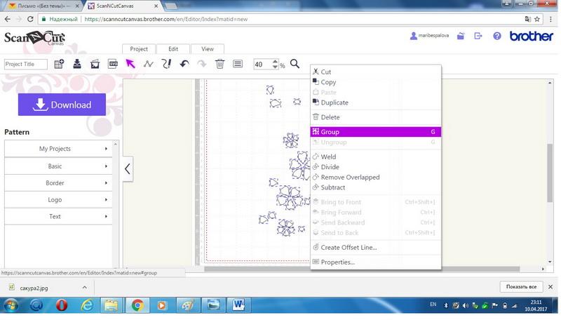 Grouping flowers Canvas Workspace Cherry Flowers Group