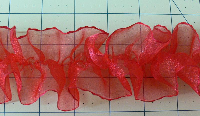 Red capronic ruffled ribbon Red capronic ribbon ruffled