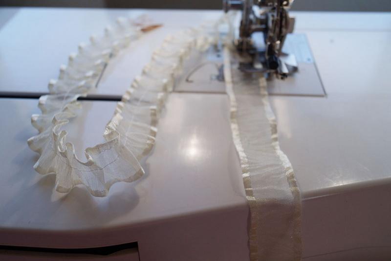 Ready ribbon with ruffles White transparent ribbon with ruffles