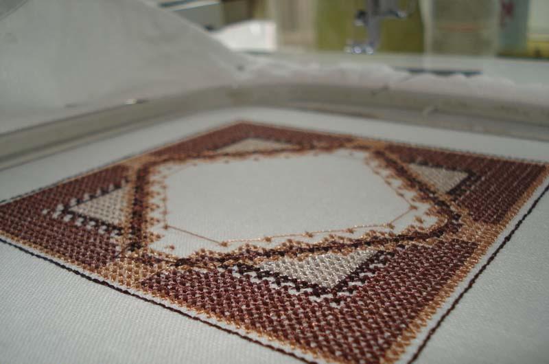 Wrong side of the embroidered square Embroidered square wrong side