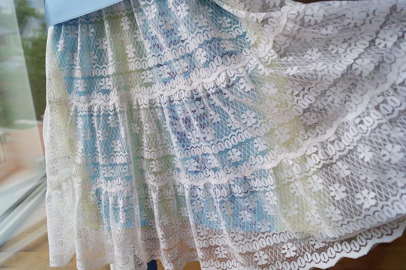 A skirt decorated with tiers of lace Skirt with lace