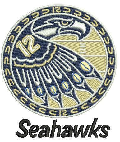 Seahawks circle logo embroidery design