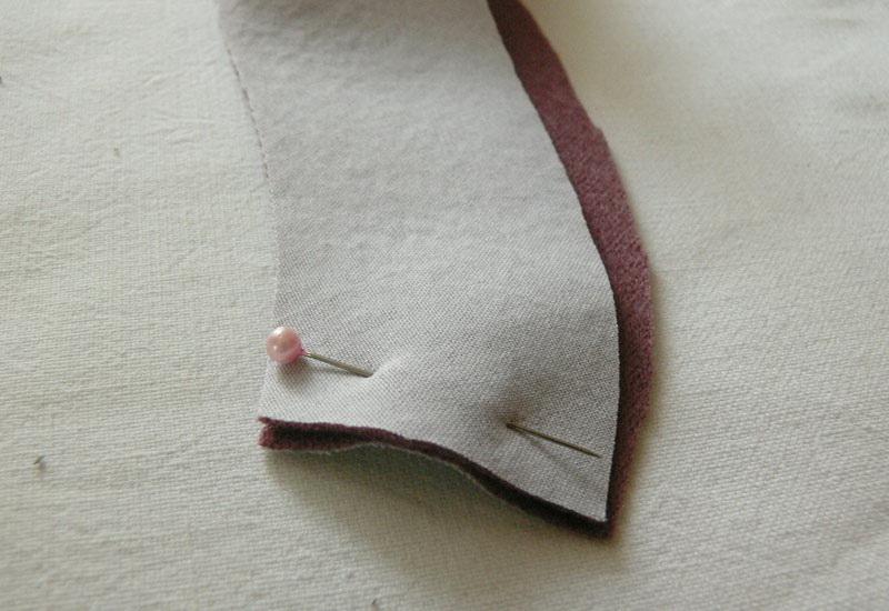 Facings shorts ends pinned