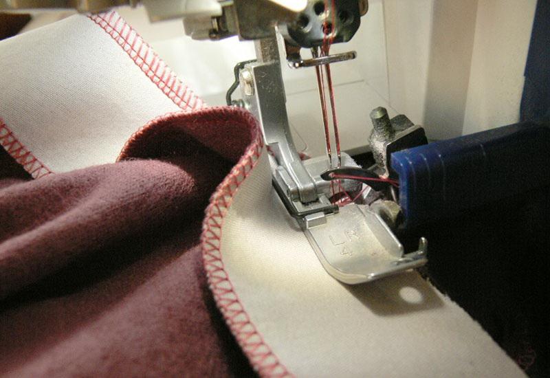 Facing stitched to neckhole