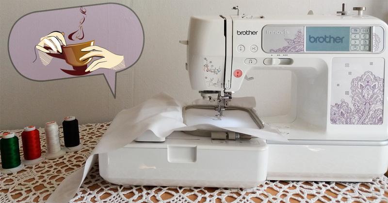 Embroidery is going Embroidery machine embroiders a pot holder