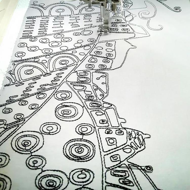 Design outline with double stitch