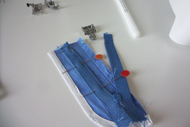 Zipper pinned to the front fly guard