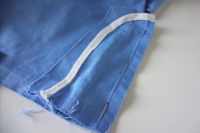 Zipper pinned to shorts