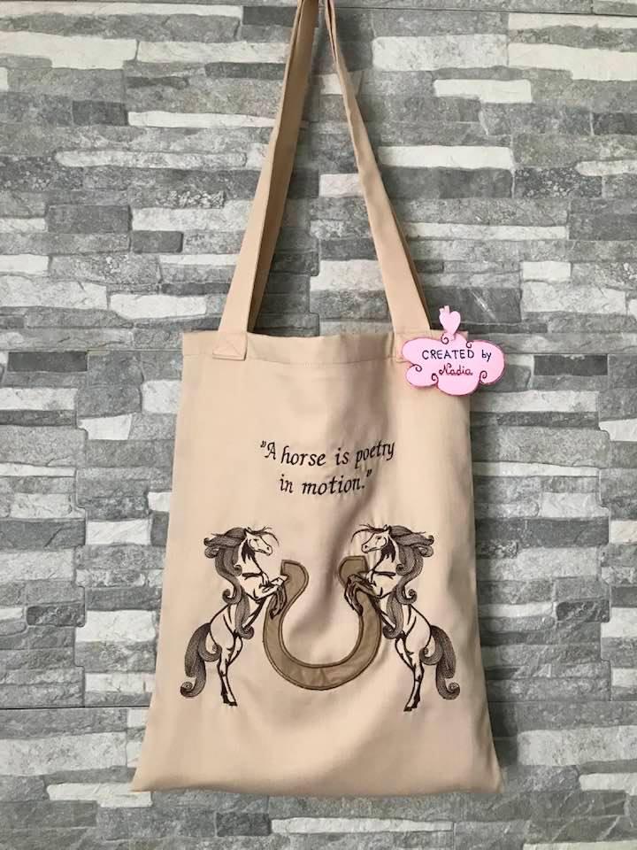 Beach bag with Horse free embroidery design
