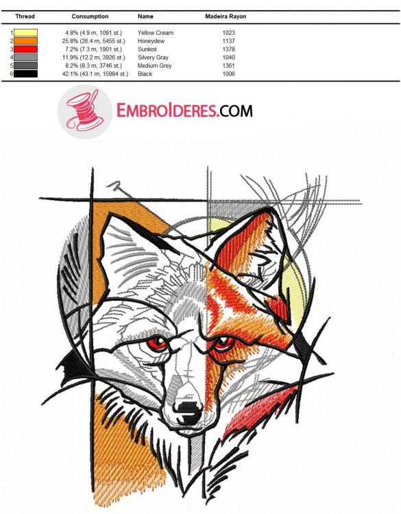 color chart madeira rayon Fox street art embroidery design