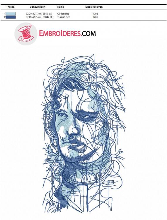 Madeira rayon color chart Jon Snow embroidery design