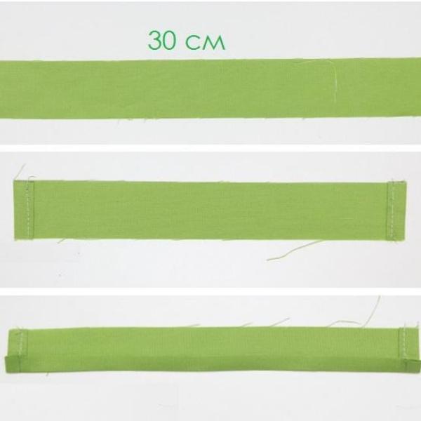 Green strips of fabric