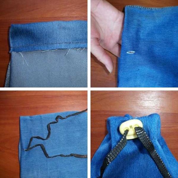 Future denim bag with drawstrings