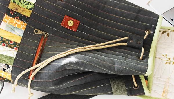 Patchwork backpack with strings 