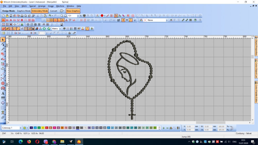 Maria freee embroidery design in wilcom software