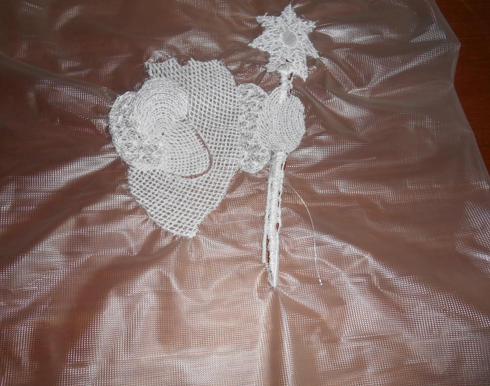 Santa Claus embroidered on water soluble stabilizer