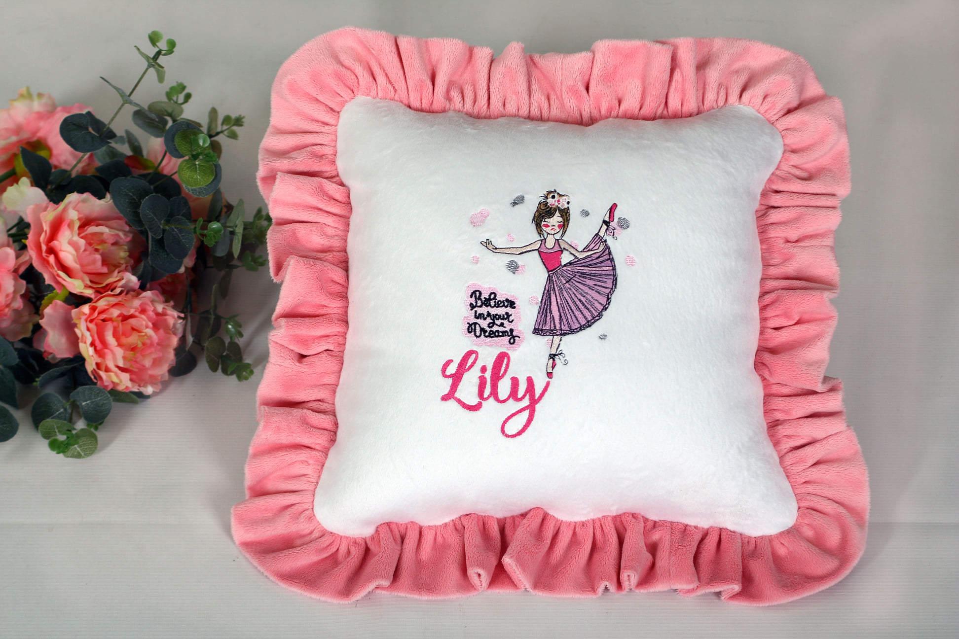 Cushion with ballet dancer embroidery design