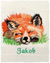 Sleeping fox embroidery design