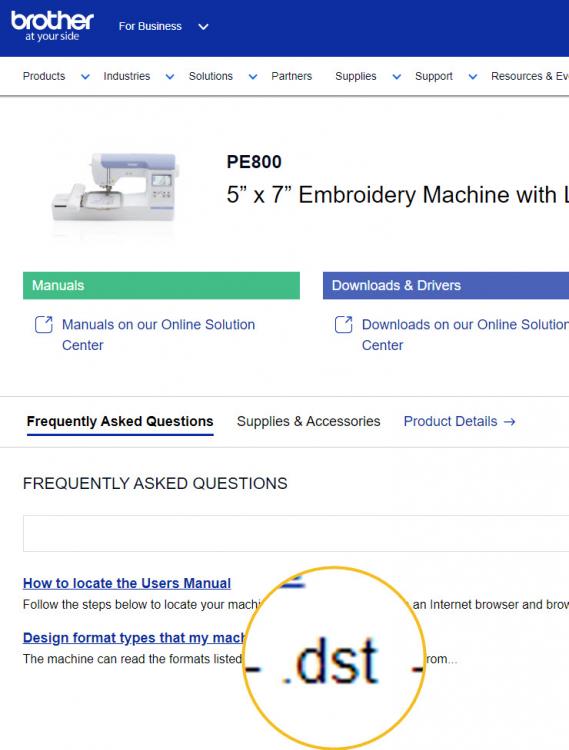 Information from brother website about 
 dst format