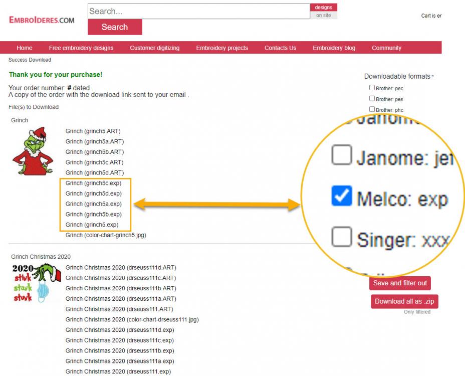 Add melco fromat in order history