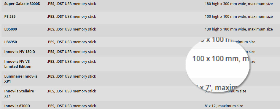 embroidery machine Innov is V3 hoop size