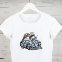Embroidered t-shirt with Funny car design