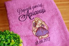 Embroidered towel with Bunny girl design