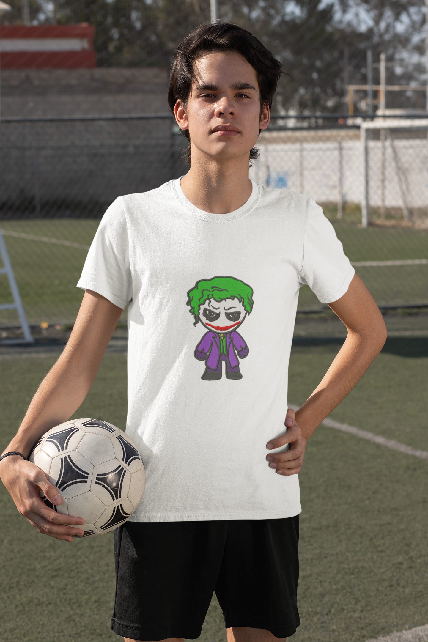 Embroidered t-shirt with Joker design