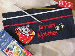 Discover the Magic of Our Cat in Cup Pencil Box Embroidery Designs
