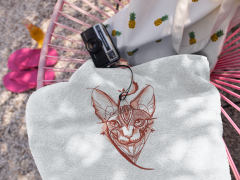 Embroidered towel with Sphynx design