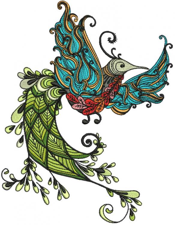fancy peacock machine embroidery design