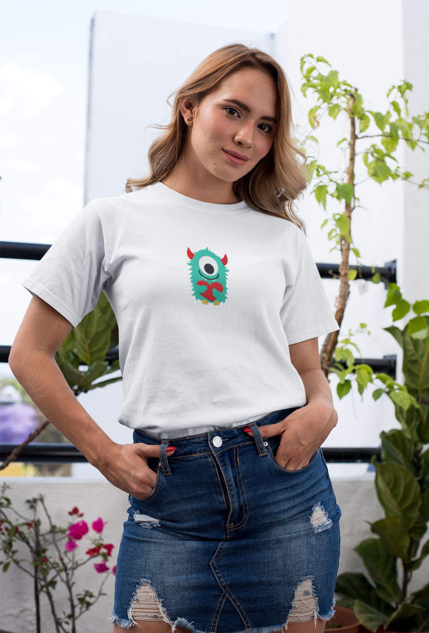 Embroidered t-shirt with Monster design
