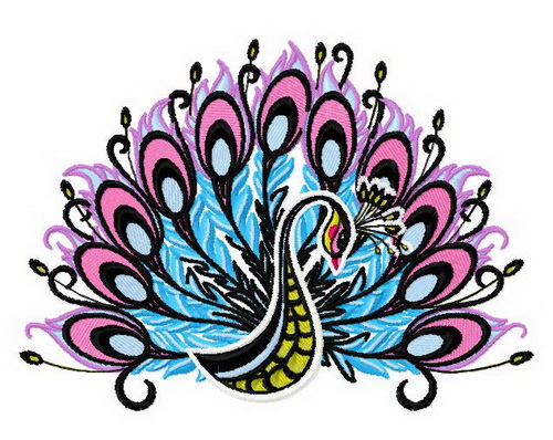 peacock machine embroider design 3