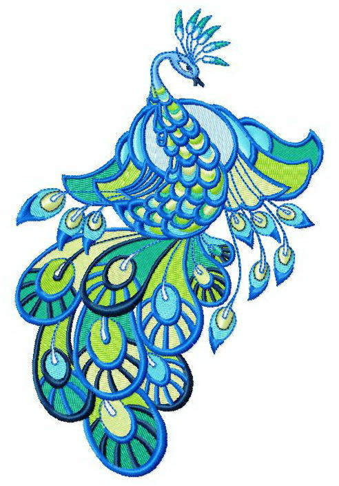 peacock machine embroidery design